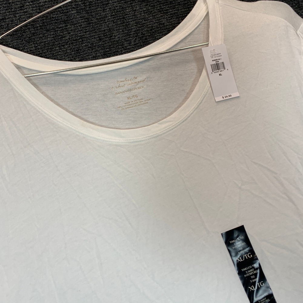 Banana Republic Timeless Tee Women XL White Long Sleeve Cotton Modal Stretch Tee
